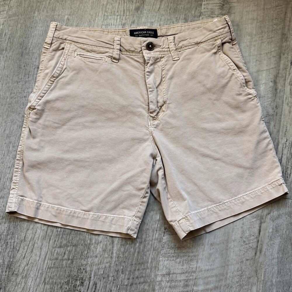 American Eagle Extreme Flex Slim Brown Khaki Chino Shorts 6.5” Mens Casual Sz 30